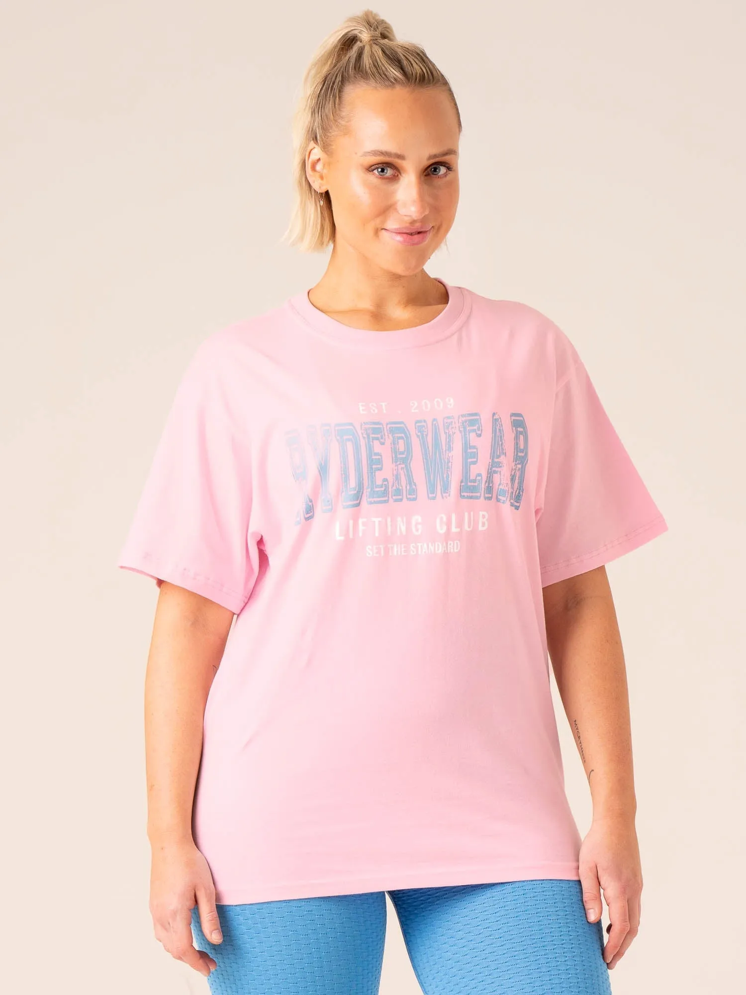Relaxed fit style Grit Oversized T-Shirt - Pink