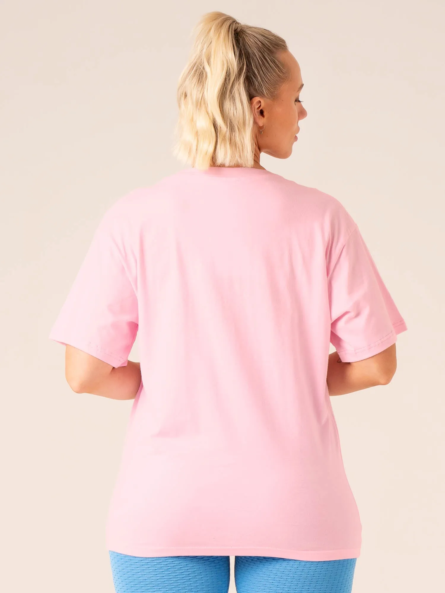 Edgy Stretchy Fit Grit Oversized T-Shirt - Pink