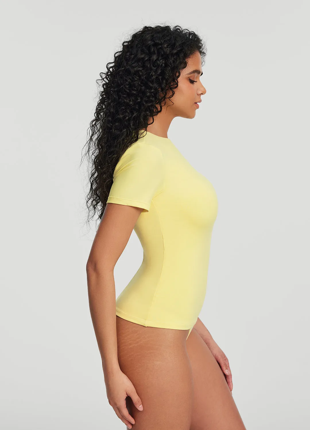 Short Sleeve Crew Neck Top V neck elegance