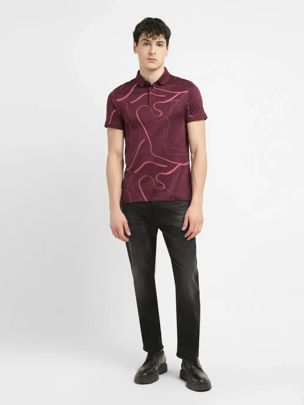 Vibrant Design Men's Redloop Abstract Slim Fit Polo T-shirt