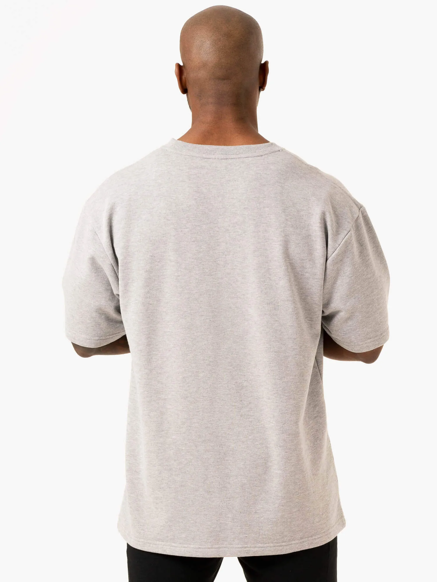 Throwback Oversized Fleece T-Shirt - Grey Marl Fit for All Seasons Casual Comfort Wear