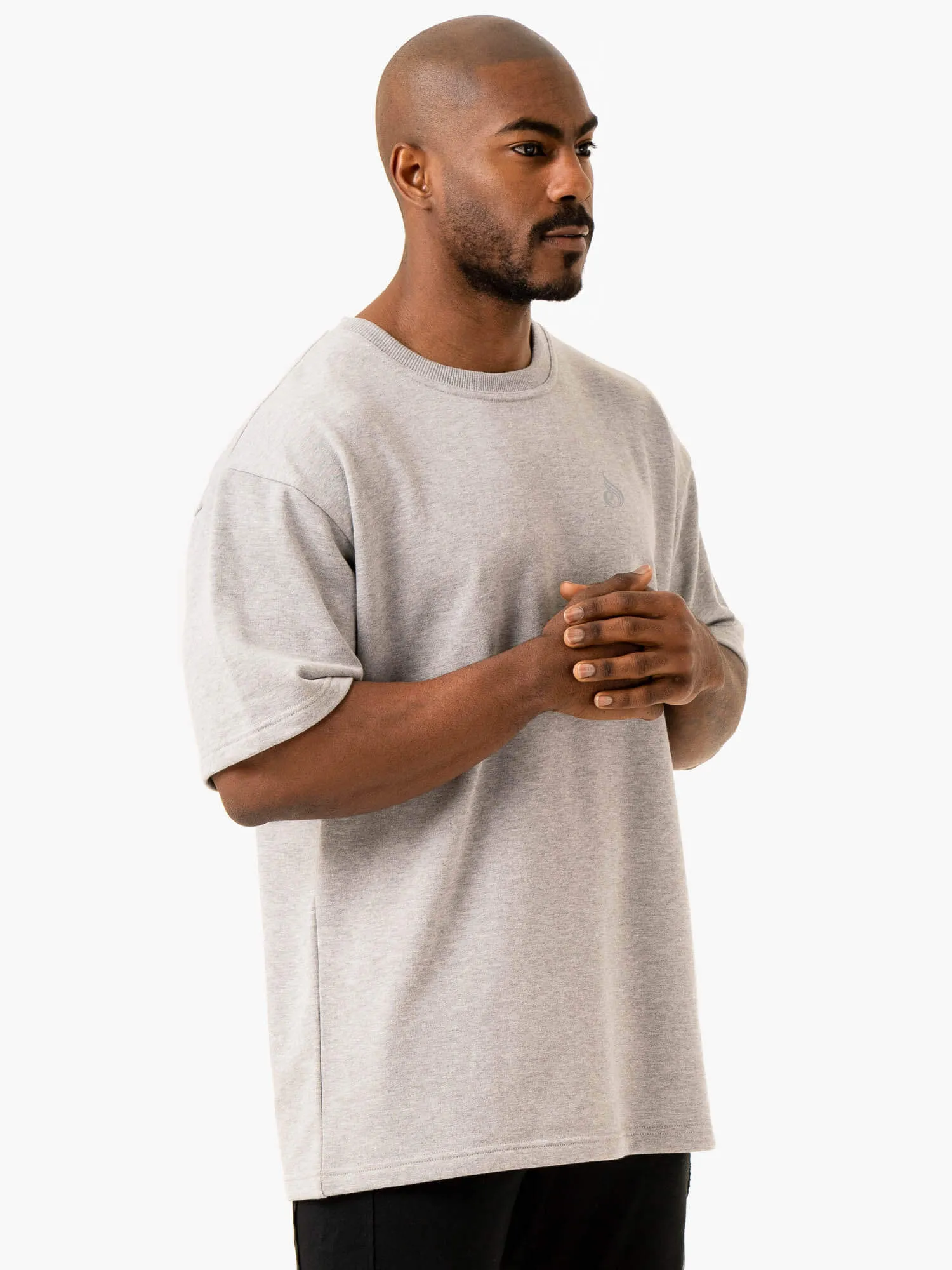 EthicalProduction Throwback Oversized Fleece T-Shirt - Grey Marl