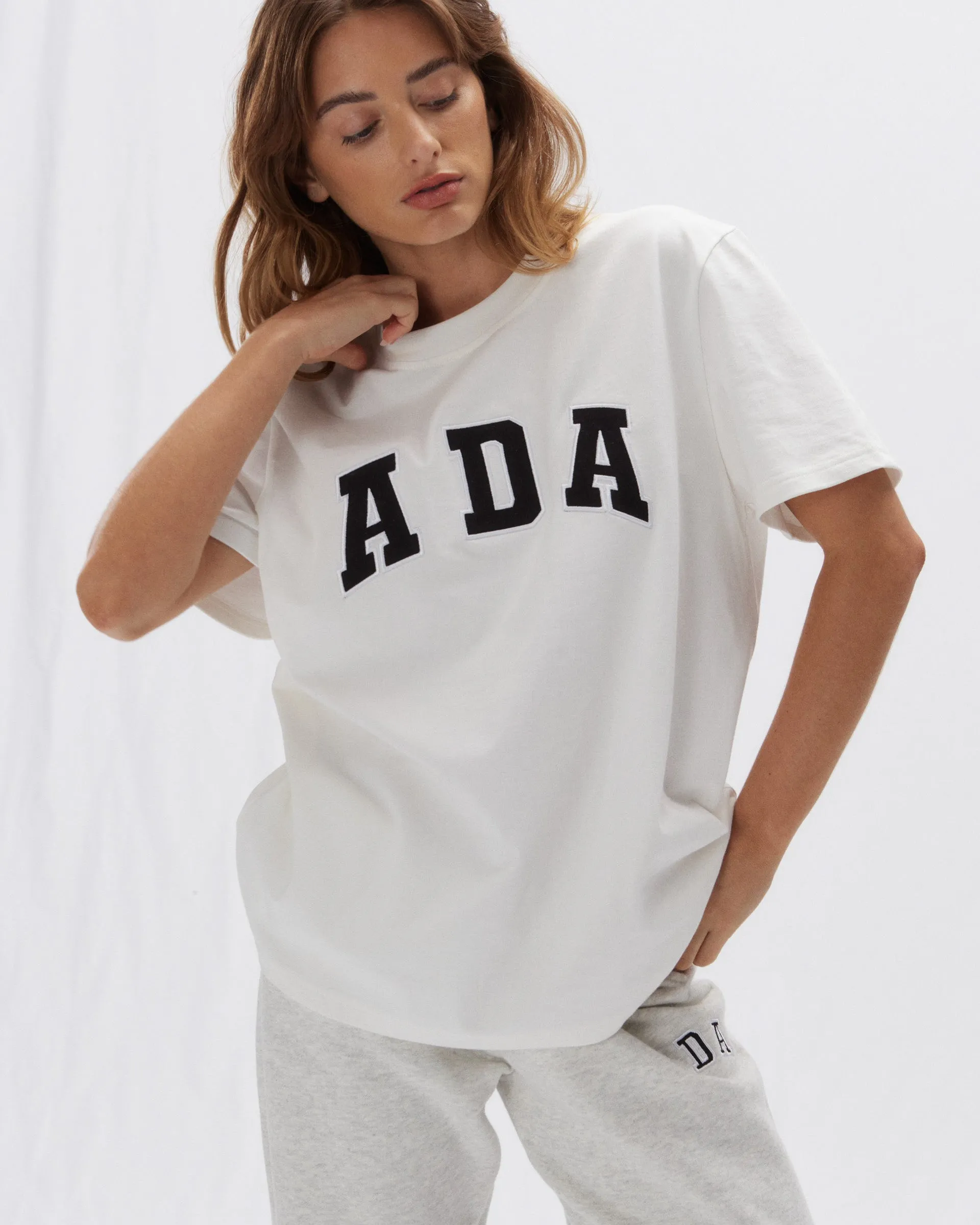 ADA Short Sleeve Oversized T-shirt - White/Black Fit Design Summer Ready