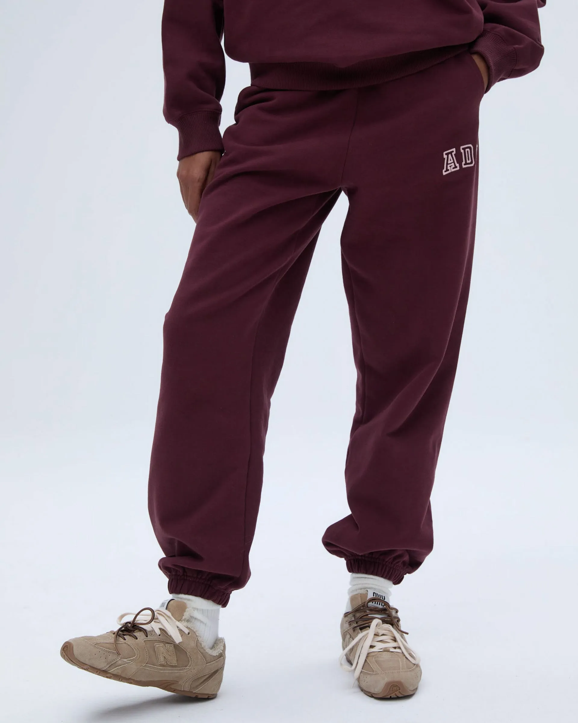ADA Sweatpants - Burgundy Gripper Waistband Minimal Fit