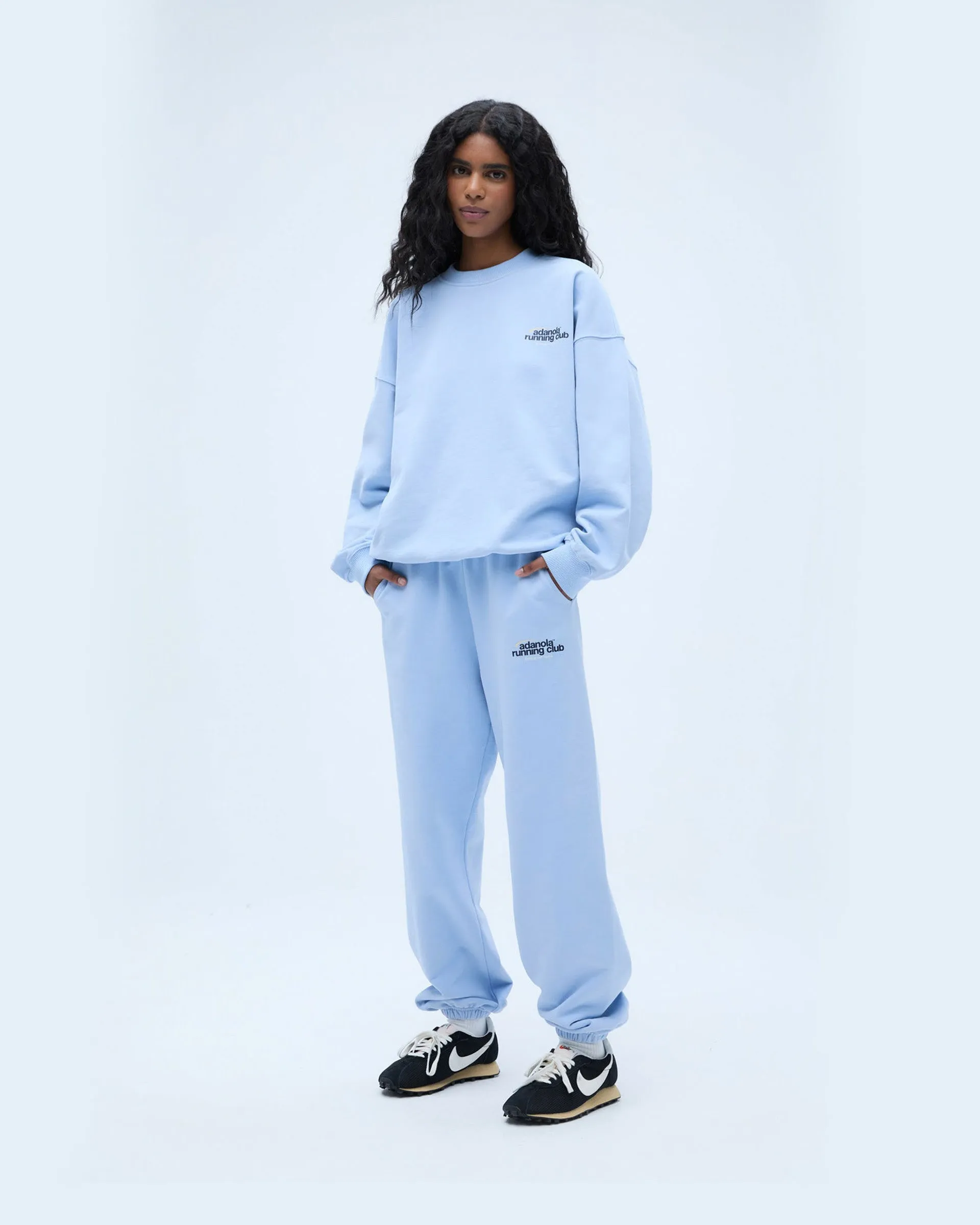 ElasticWaist Rubberized Hem Adanola Running Sweatpants - Powder Blue