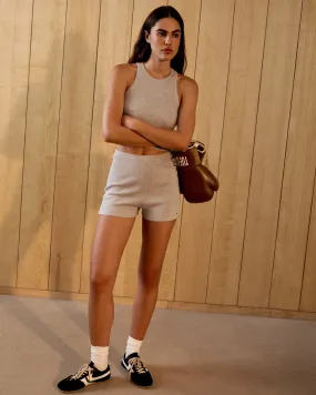 Knit Crop Shorts - Light Grey Melange Comfy Layer Compression Fit