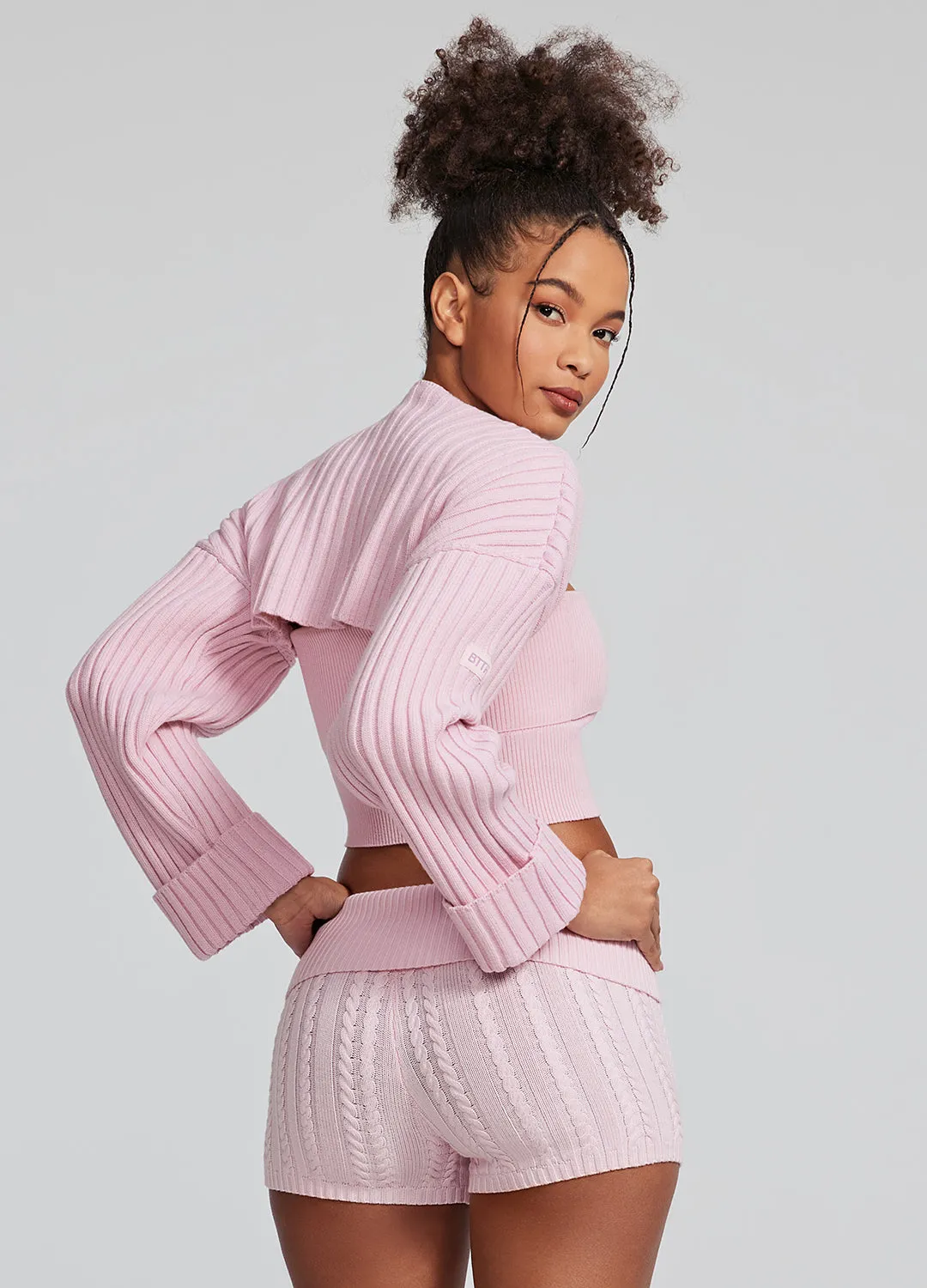 VentilatedBackPanel Ribbed Knit Shrug