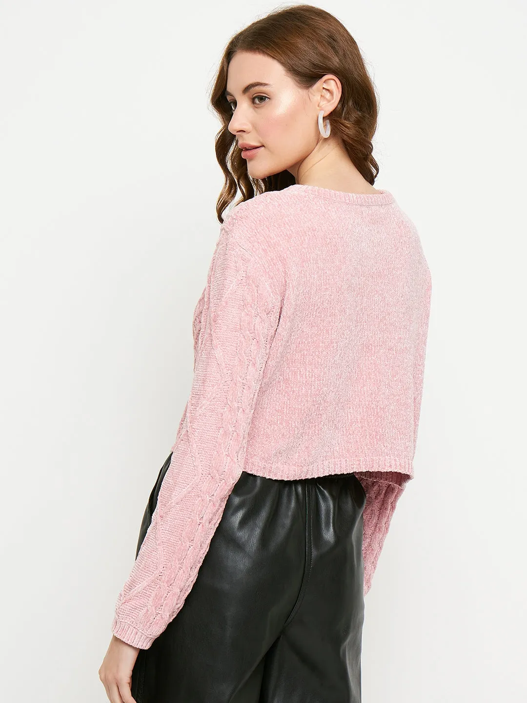 Soft Layers Madame Peach Cable Knit Sweater