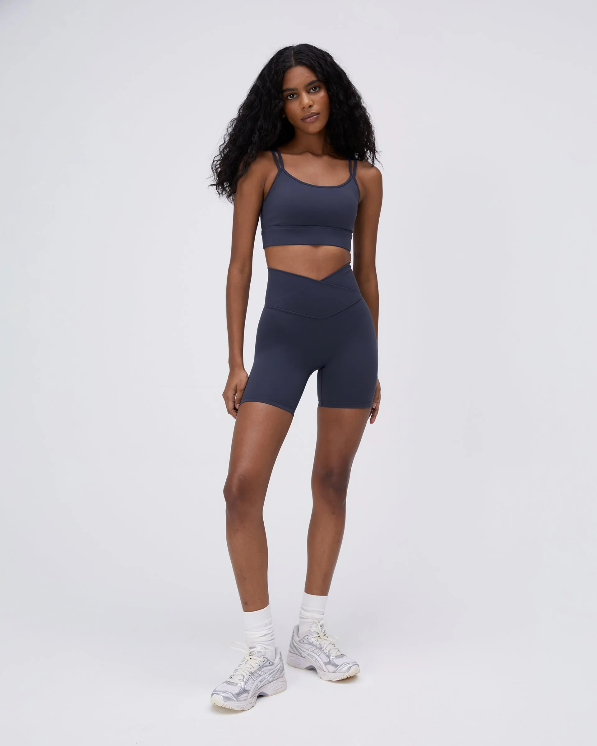 Fitness Enthusiast Ultimate Wrap Over Crop Shorts - Midnight Blue