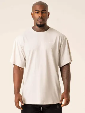 Advance Oversized T-Shirt - Stone Sleek Comfort Tear Resistant
