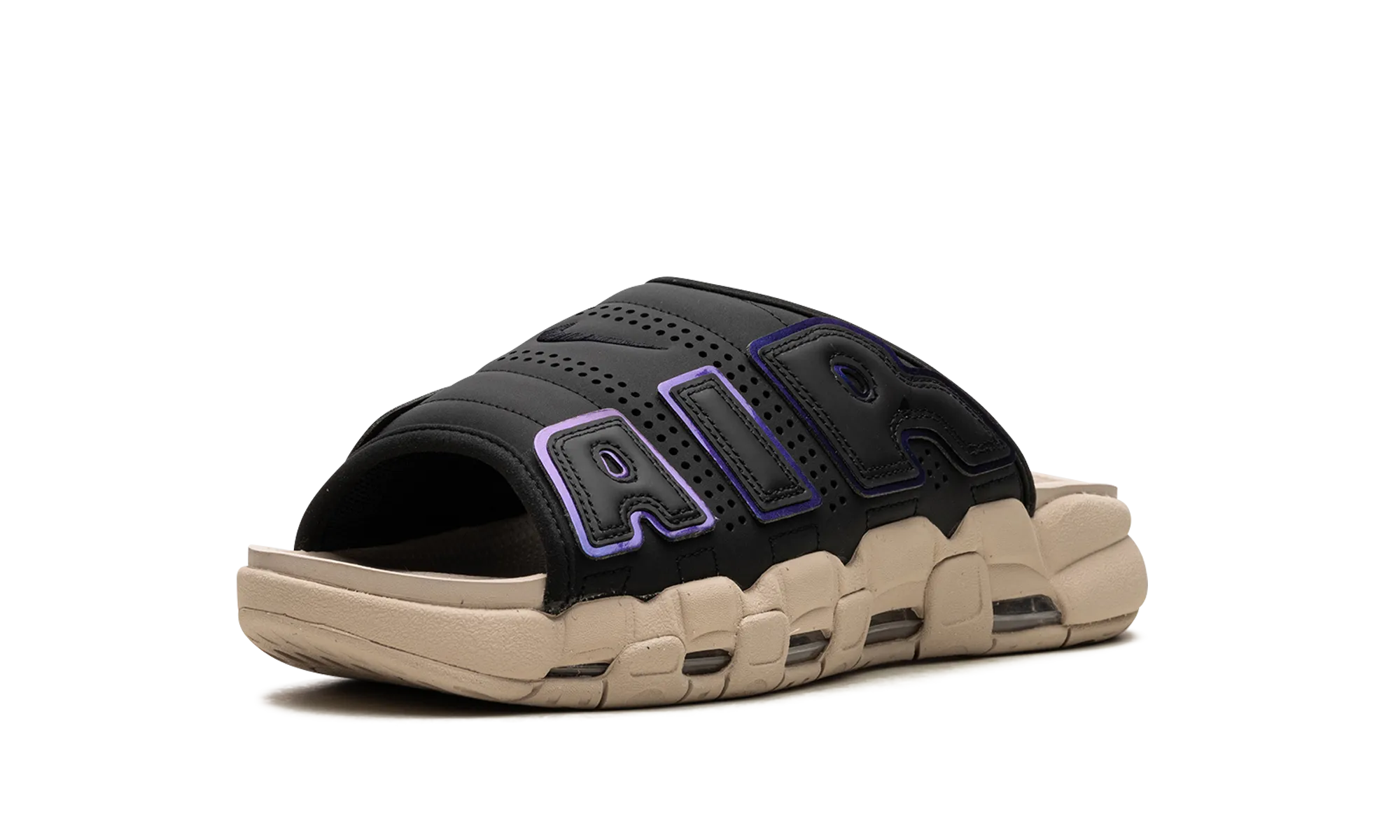 Air More Uptempo Slide "Black Sanddrift Iridescent" Traction Nodes Anti Torsion Support Frame