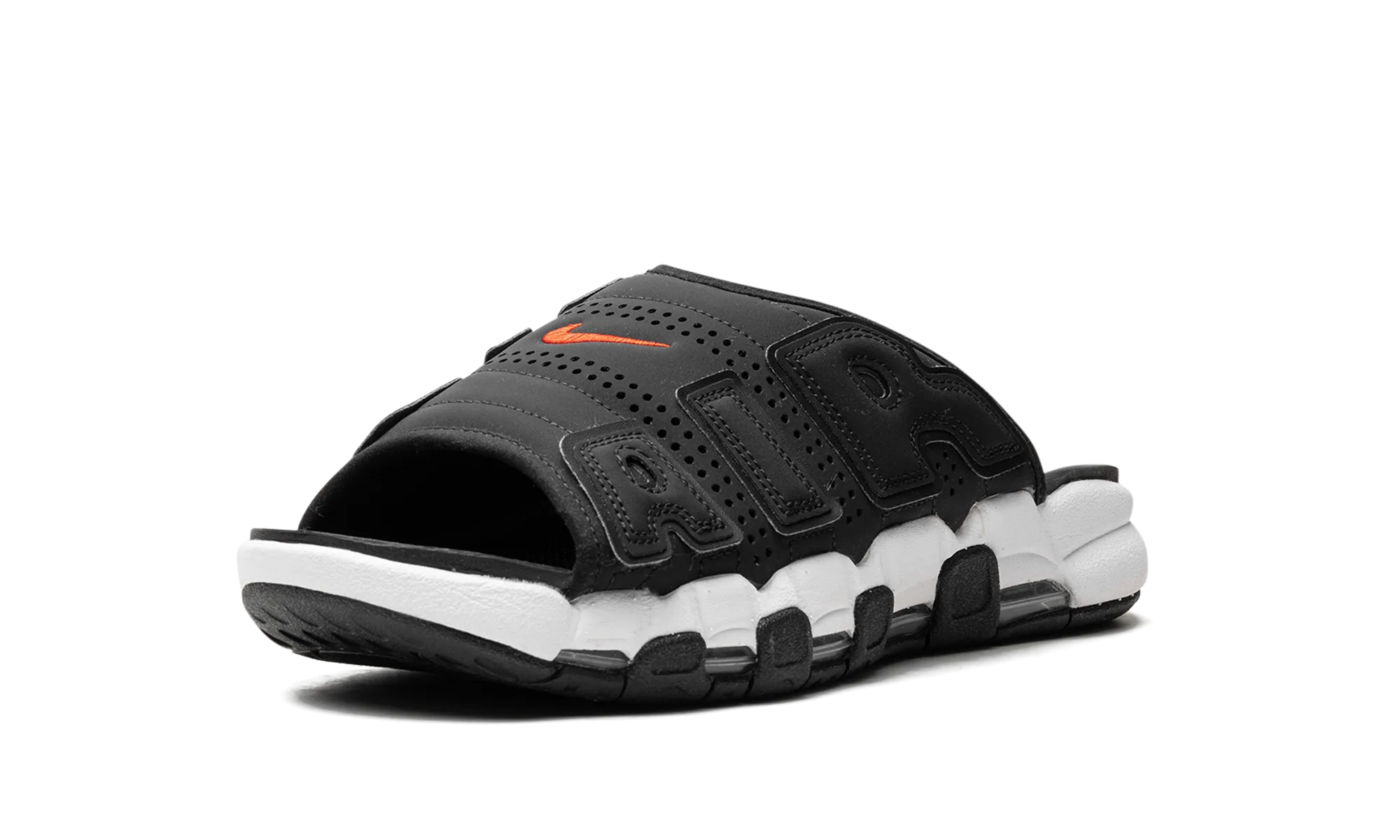 Air More Uptempo Slide "Black White Red" Team Wear Use