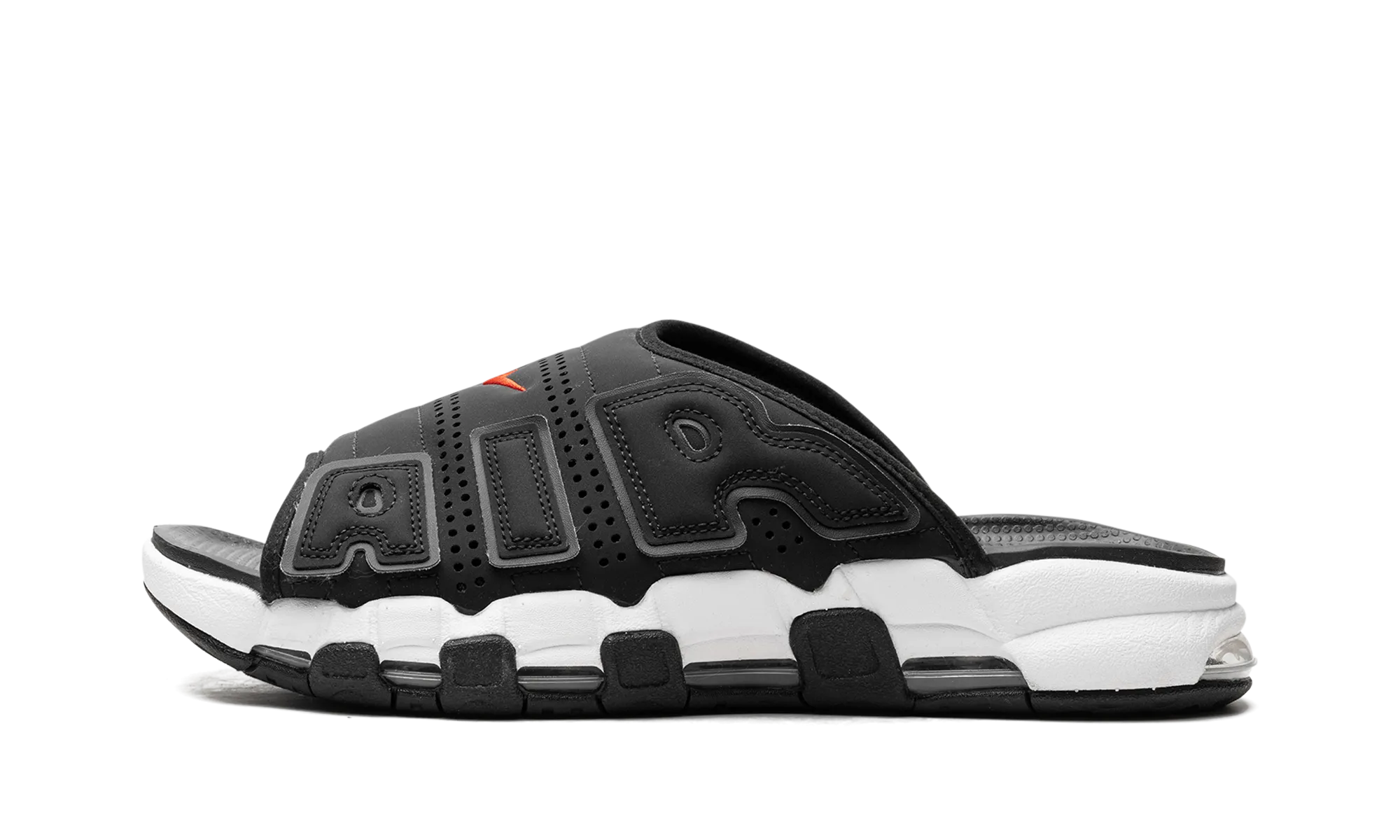 Sneakers Trendy Practice Game Flow Air More Uptempo Slide "Black White Red"