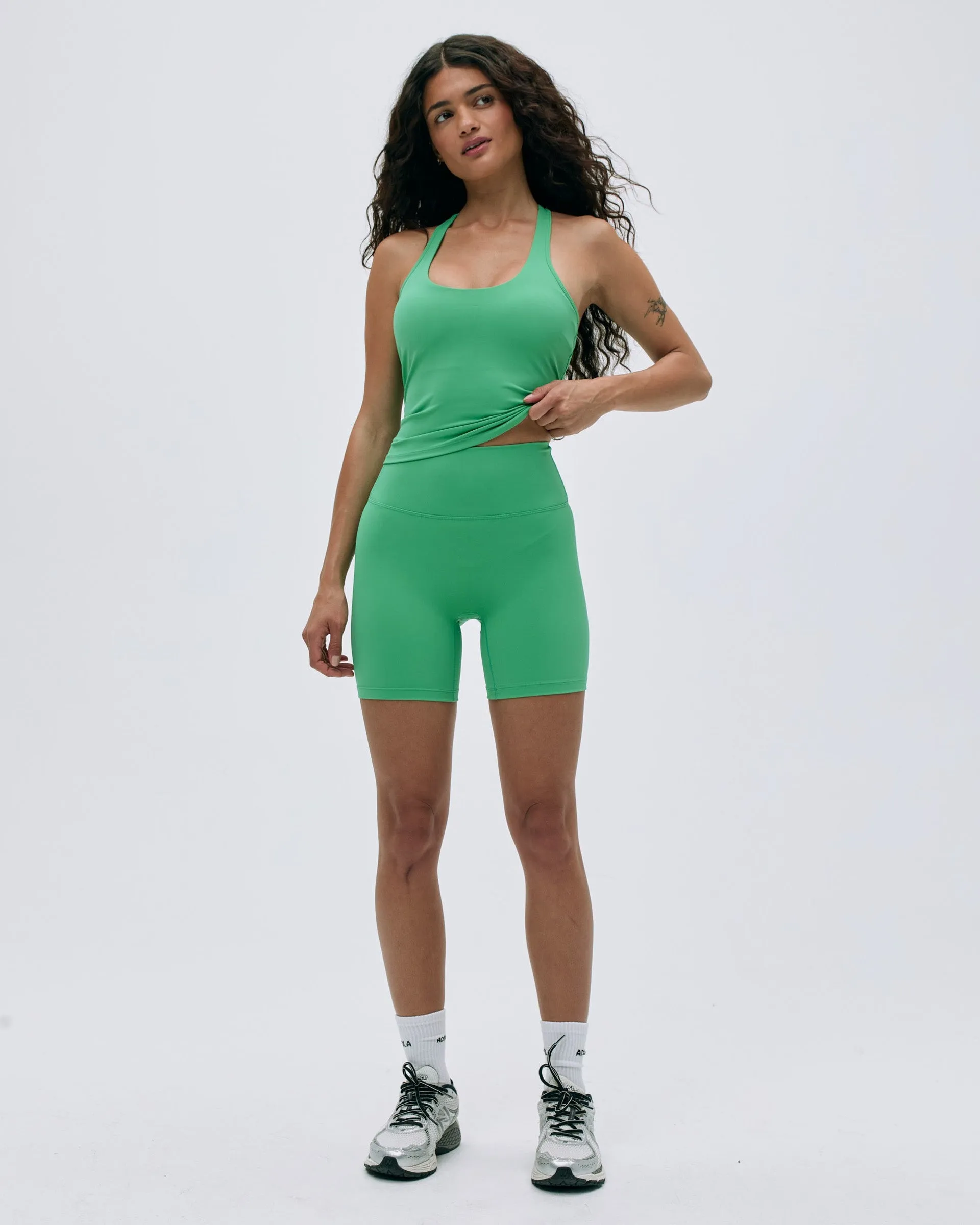 Soft Elastic romper Ultimate Crop Shorts - Jade Green