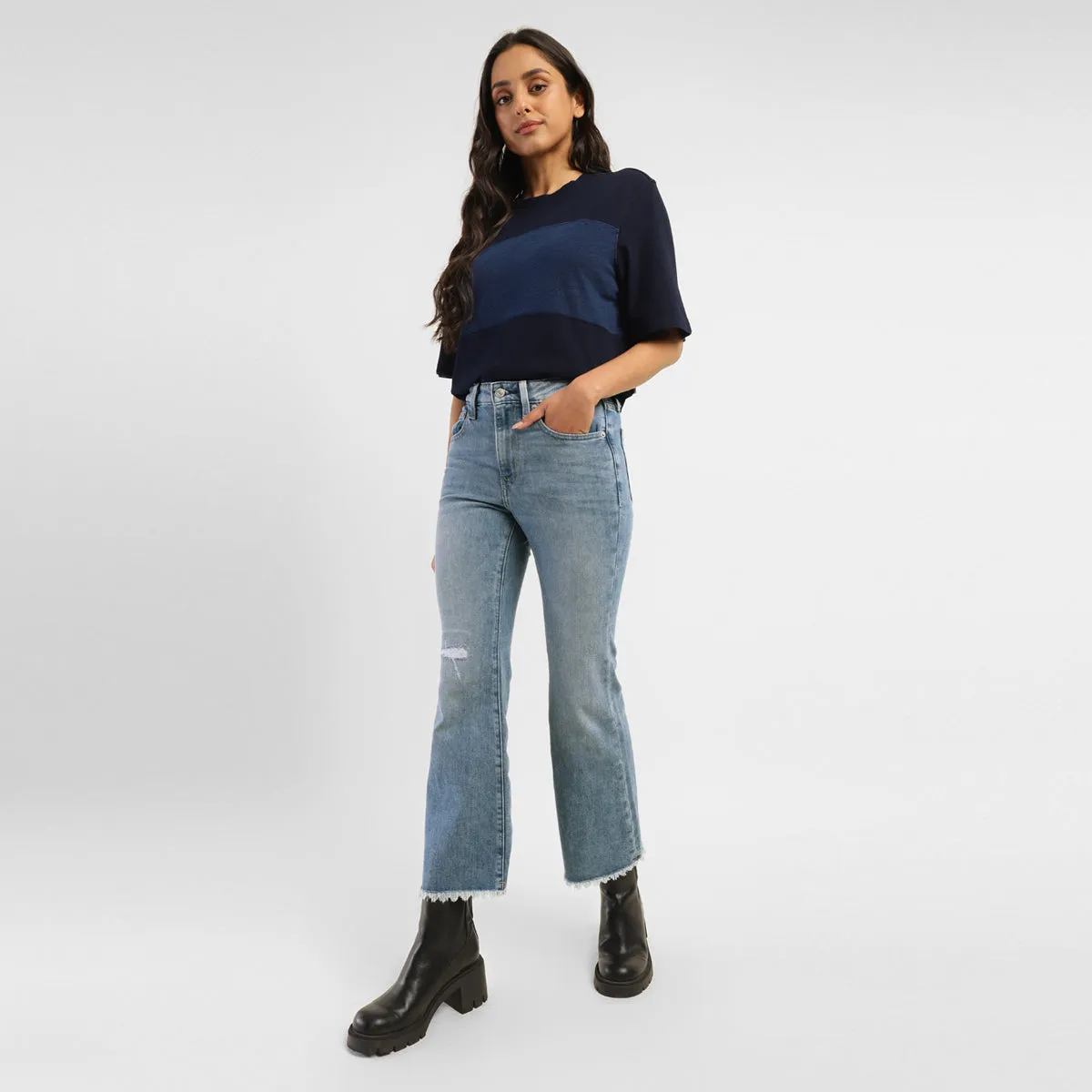 Travel Outfit Music Event Women's 726 Blue Flared Fit Mid Rise Jeans