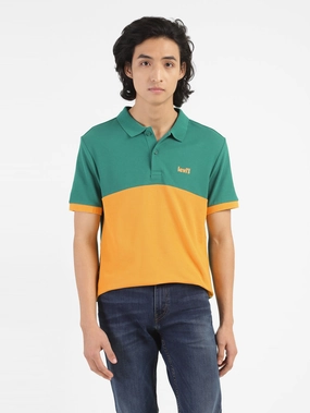 Breathable Cotton Men's Yellow Polo Collar T-Shirt