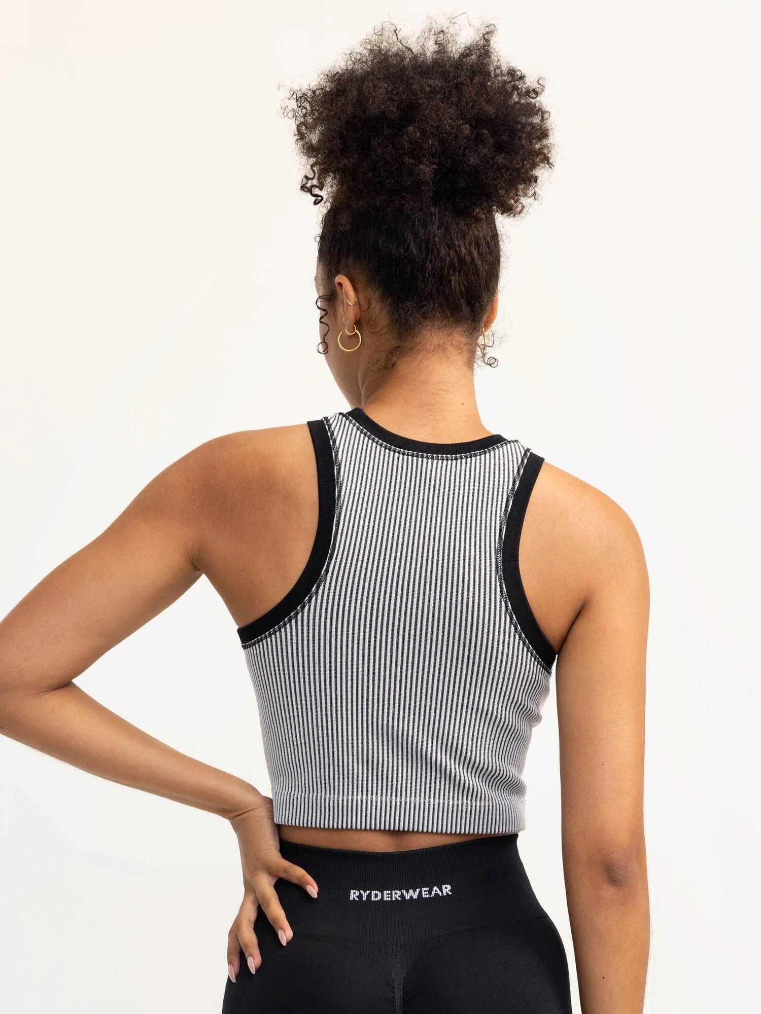 Lift 2.0 Rib Seamless Tank - Black/White Stylish Look LaserCut Edges