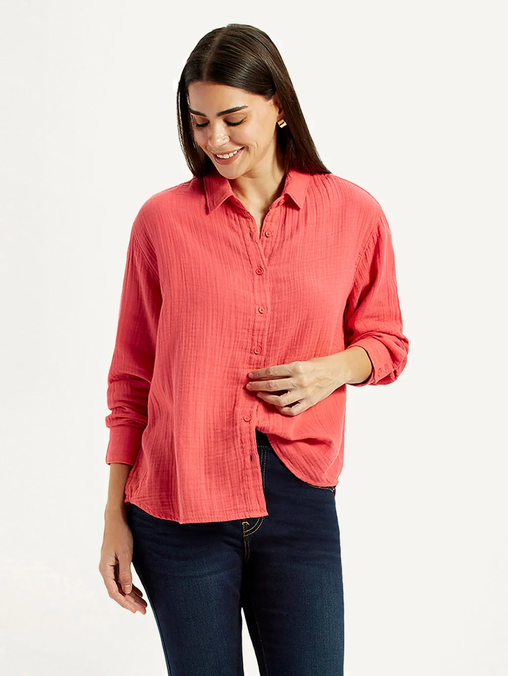 Women's Textured Coral Relaxed Fit Shirt Comfort-First Abrasion Resistant Edging