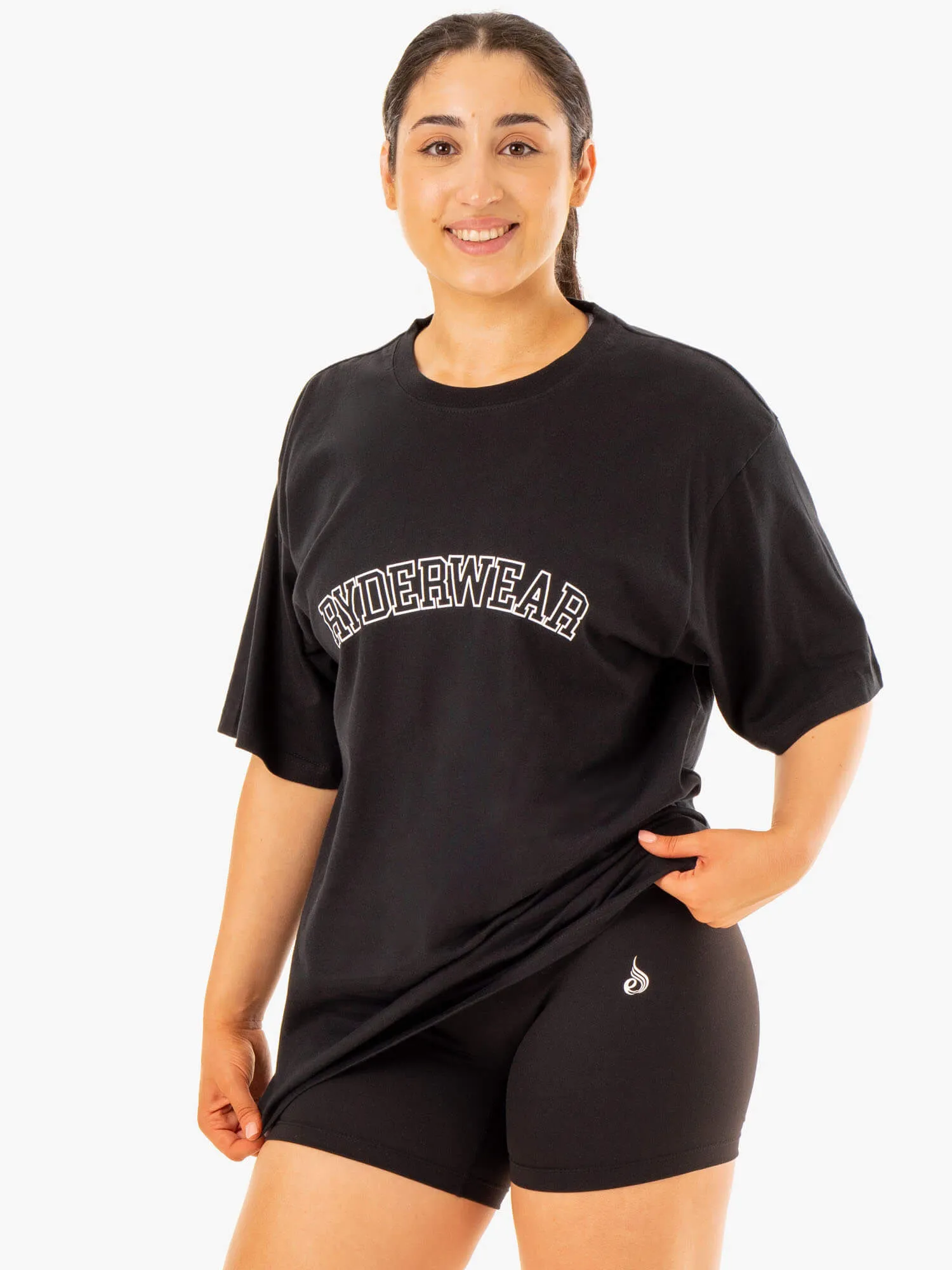 Oversized T-Shirt - Black Flexible Neckline