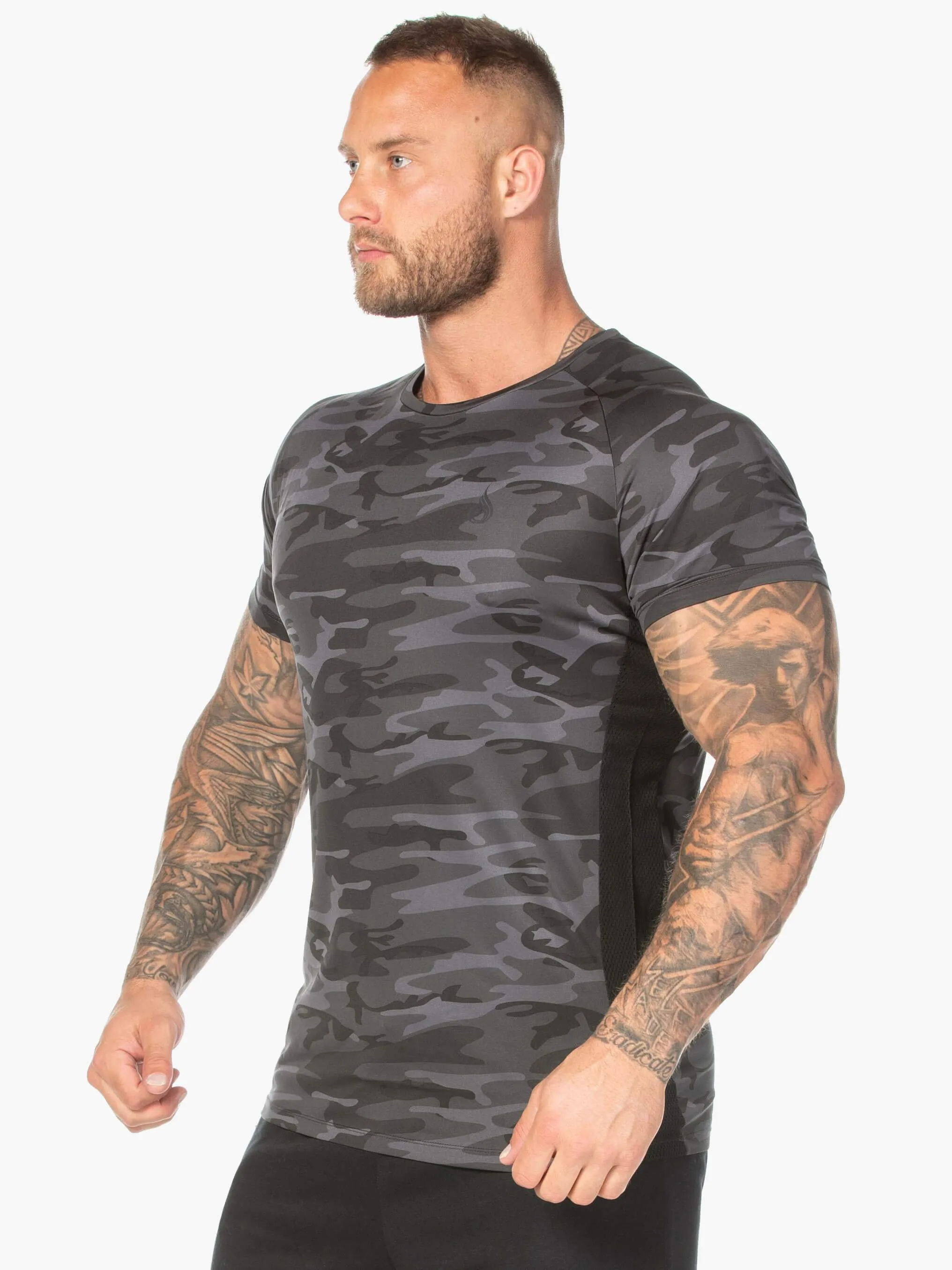 Camo Mesh T-Shirt - Black Camo Effortless Wearable Quick Dry Performance