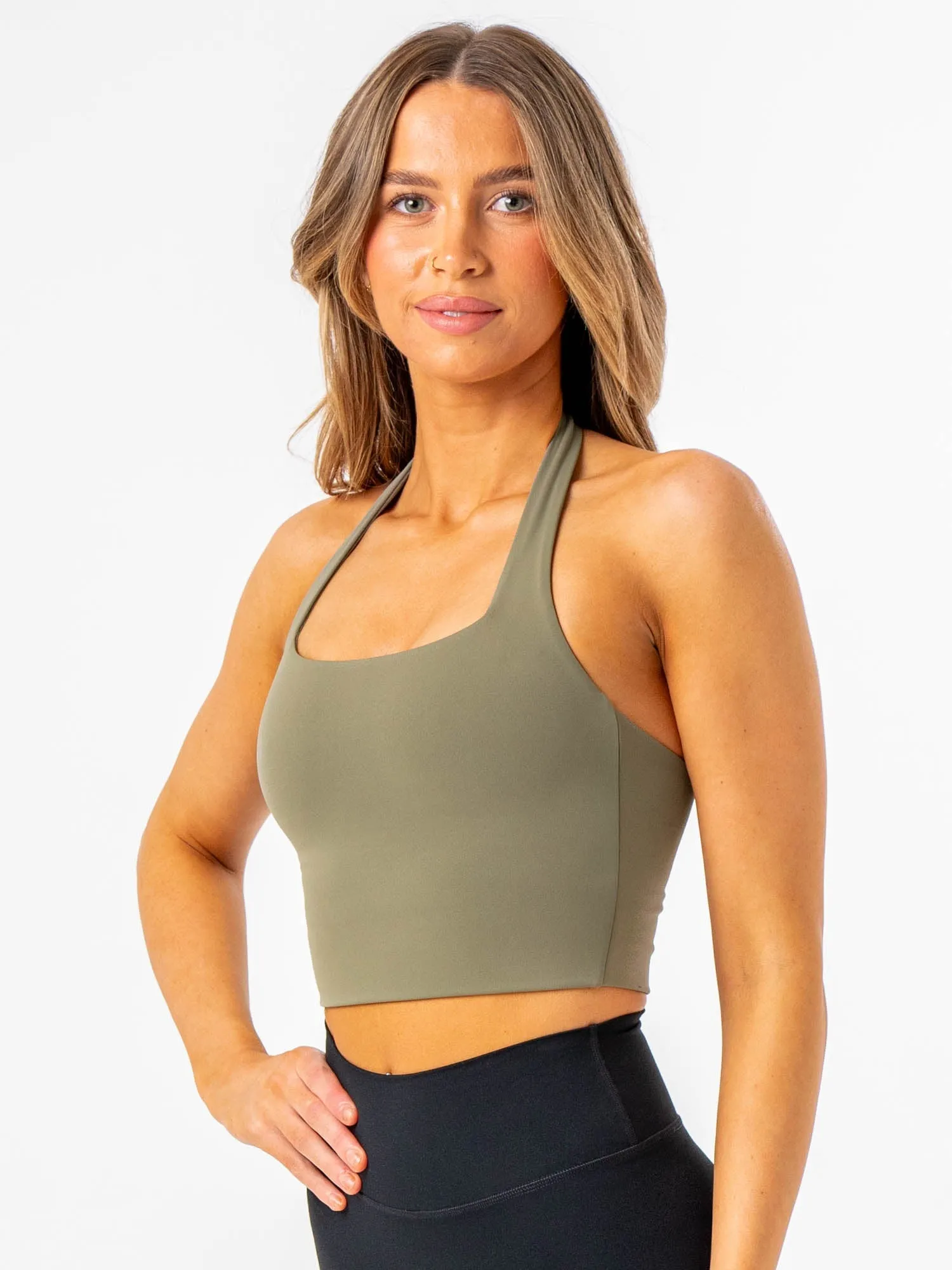 Eco Dye Process StretchComfort NKD Halter Tank - Desert Sage