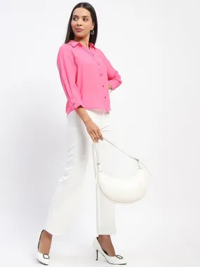 Graphic Art Stylish Comfort Madame Button-Down Collared Pink Shirt