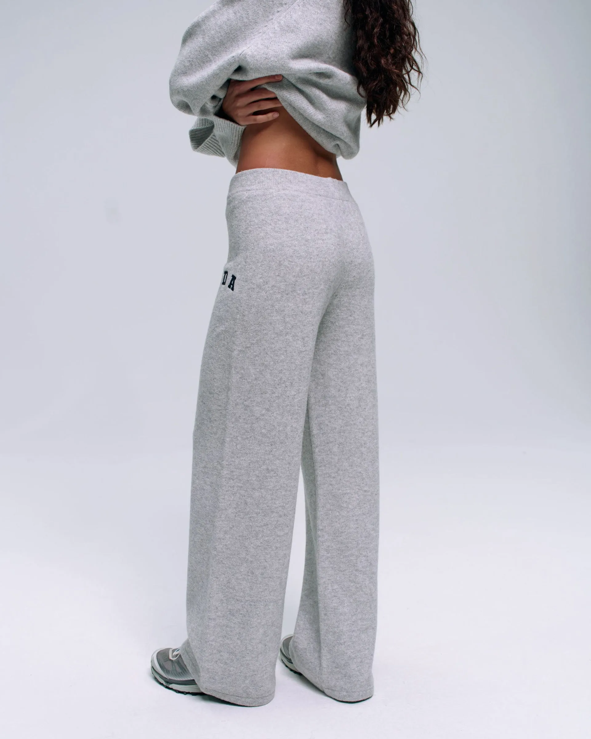 Stretch Fit ripstop fabric ADA Knit Straight Leg Sweatpants  - Light Grey Melange/Navy Blue