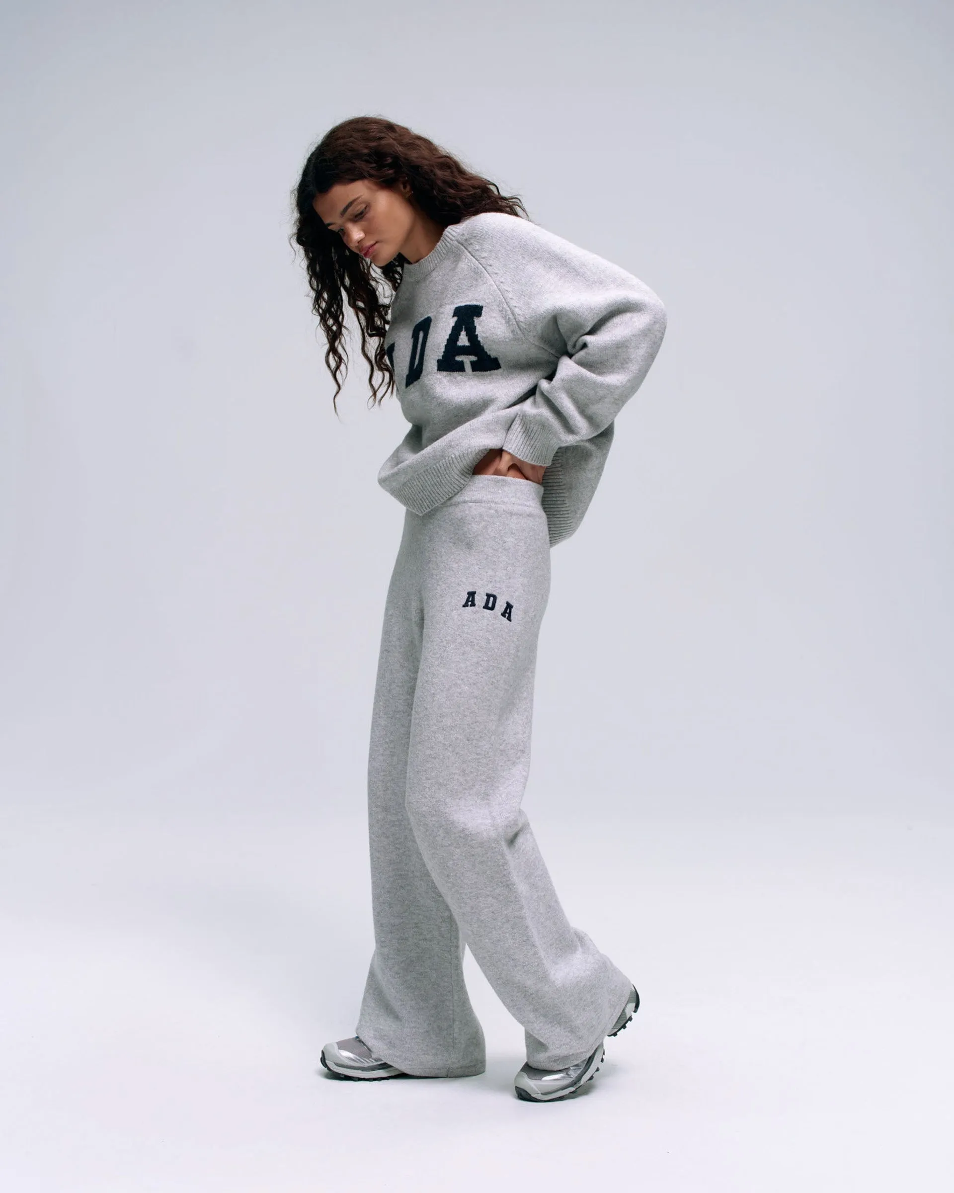 ADA Knit Straight Leg Sweatpants  - Light Grey Melange/Navy Blue Essential Comfort Wear OdorResistantFinish