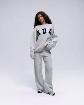On The Go ADA Knit Straight Leg Sweatpants  - Light Grey Melange/Navy Blue