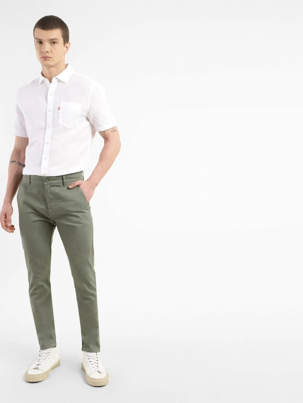 Men's Slim Tapered Fit Trousers High-waisted fit