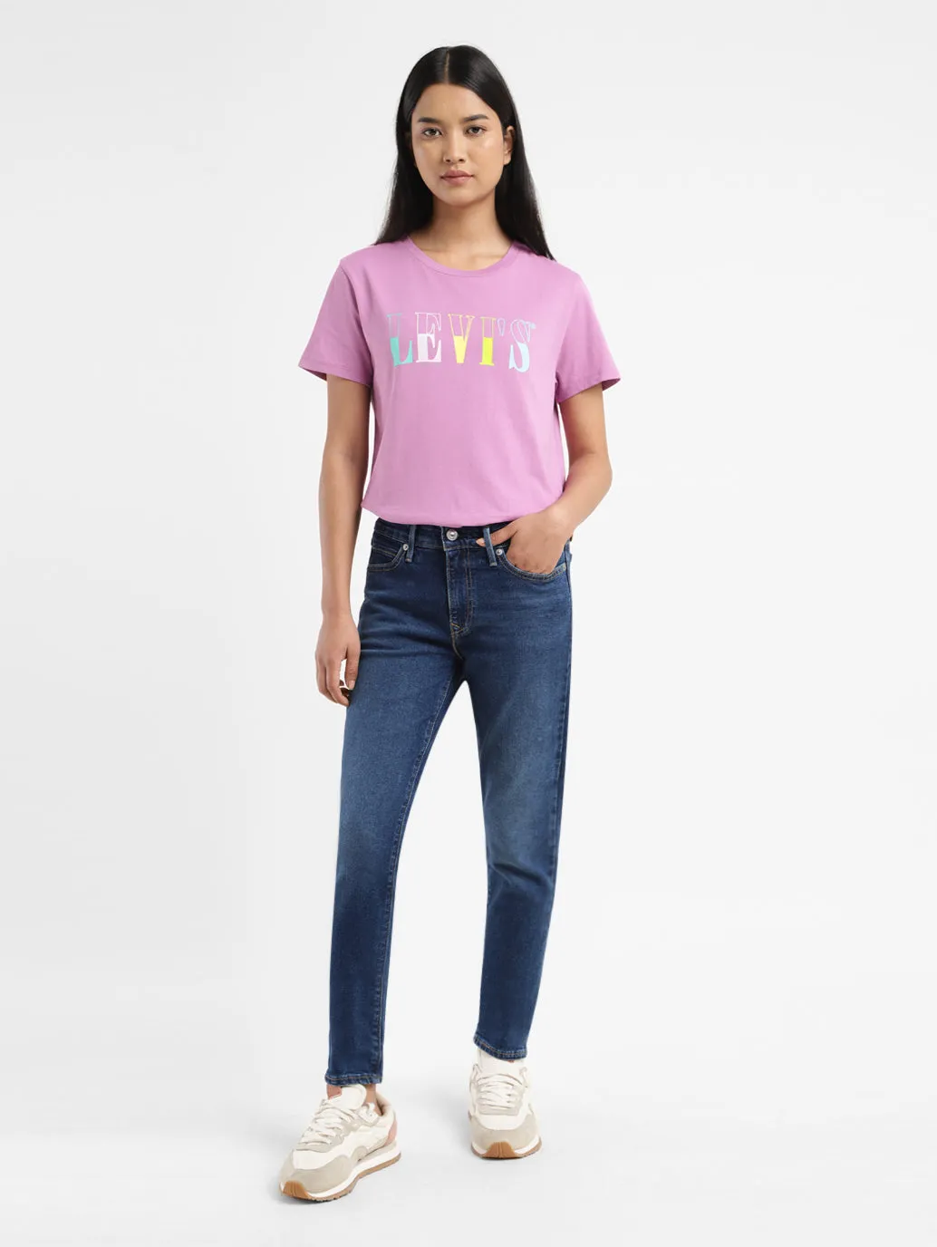 Women's 711 Blue Skinny Fit Mid Rise Jeans Quick Outfit Neutral Daily Wear Adult Fashion