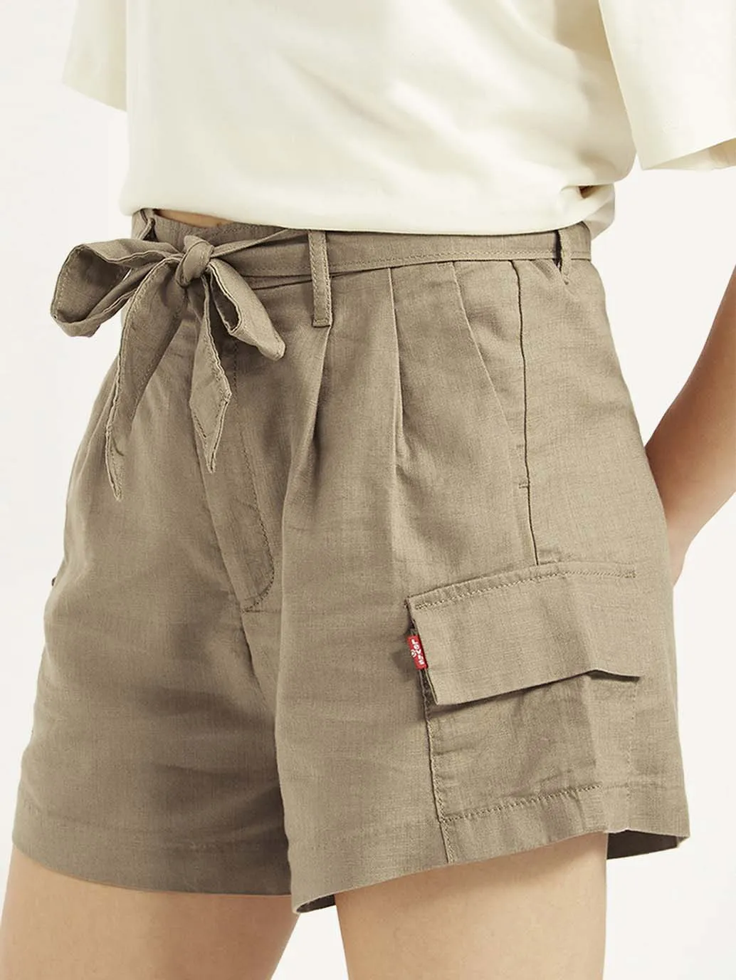 Women's High Rise Khaki Relaxed Fit Shorts Go Casual Breathable Liner