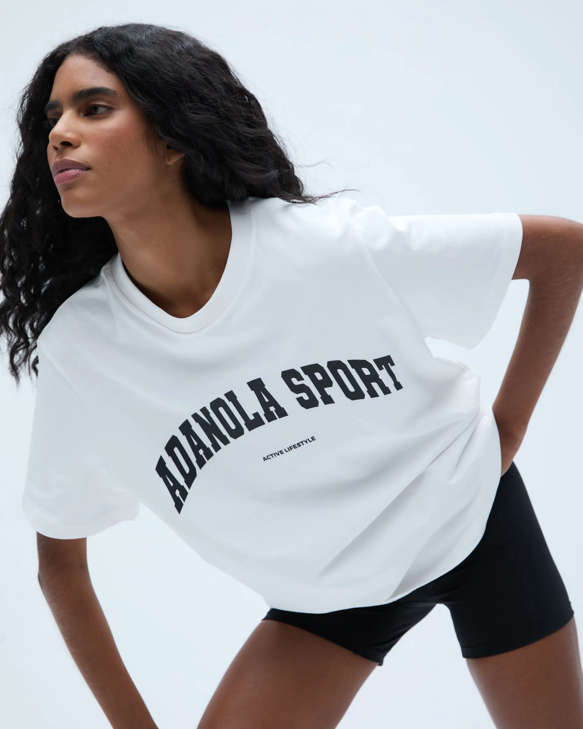 AS Short Sleeve Oversized T-Shirt - White Fashionable Wear