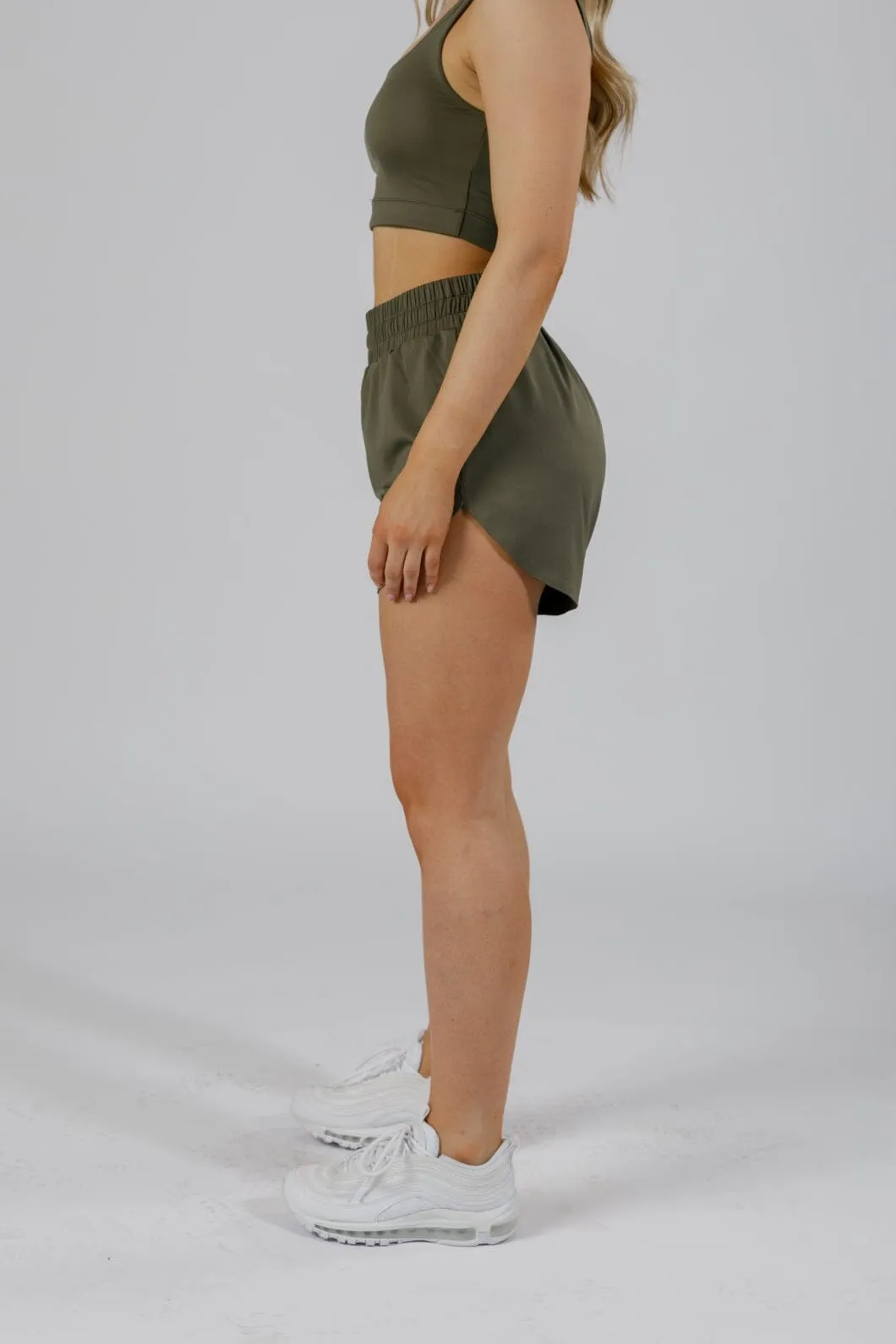 Antibacterial Striped Design FeatherKnit? Track Short Everglades