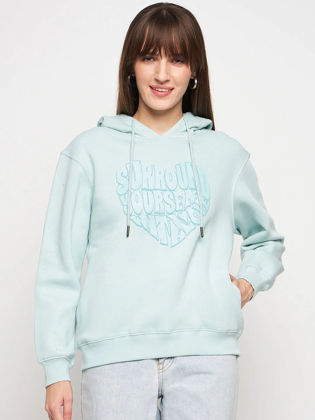 Madame Mint Graphic Hood Neck Sweatshirt Sporty Jacket