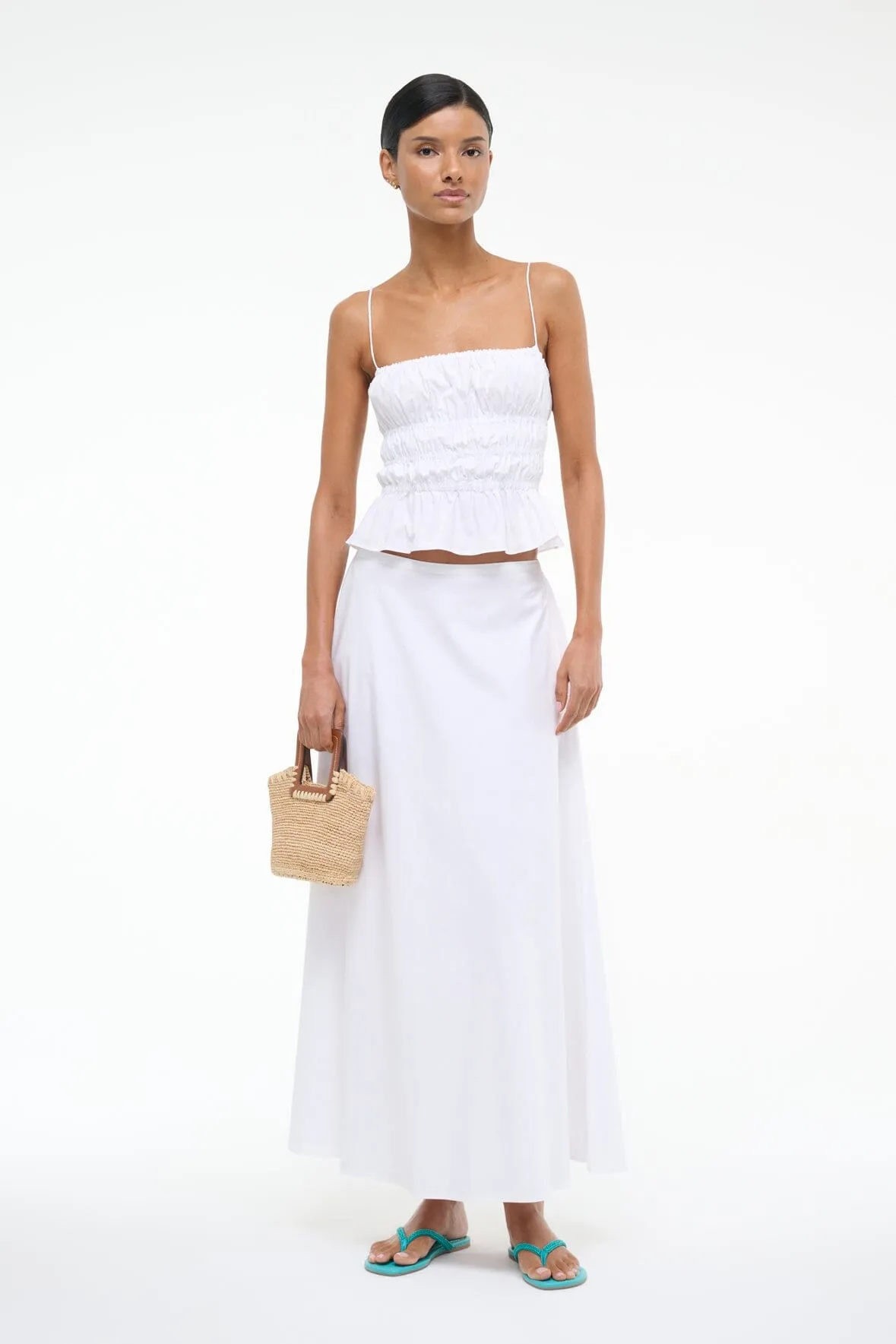 AXEL SKIRT | WHITE Tiered hem Double Layered Design