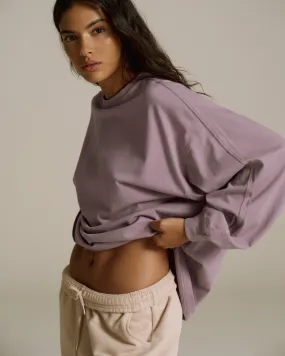 Washed Long Sleeve Oversized T-shirt - Dusk Purple Indoor clothing