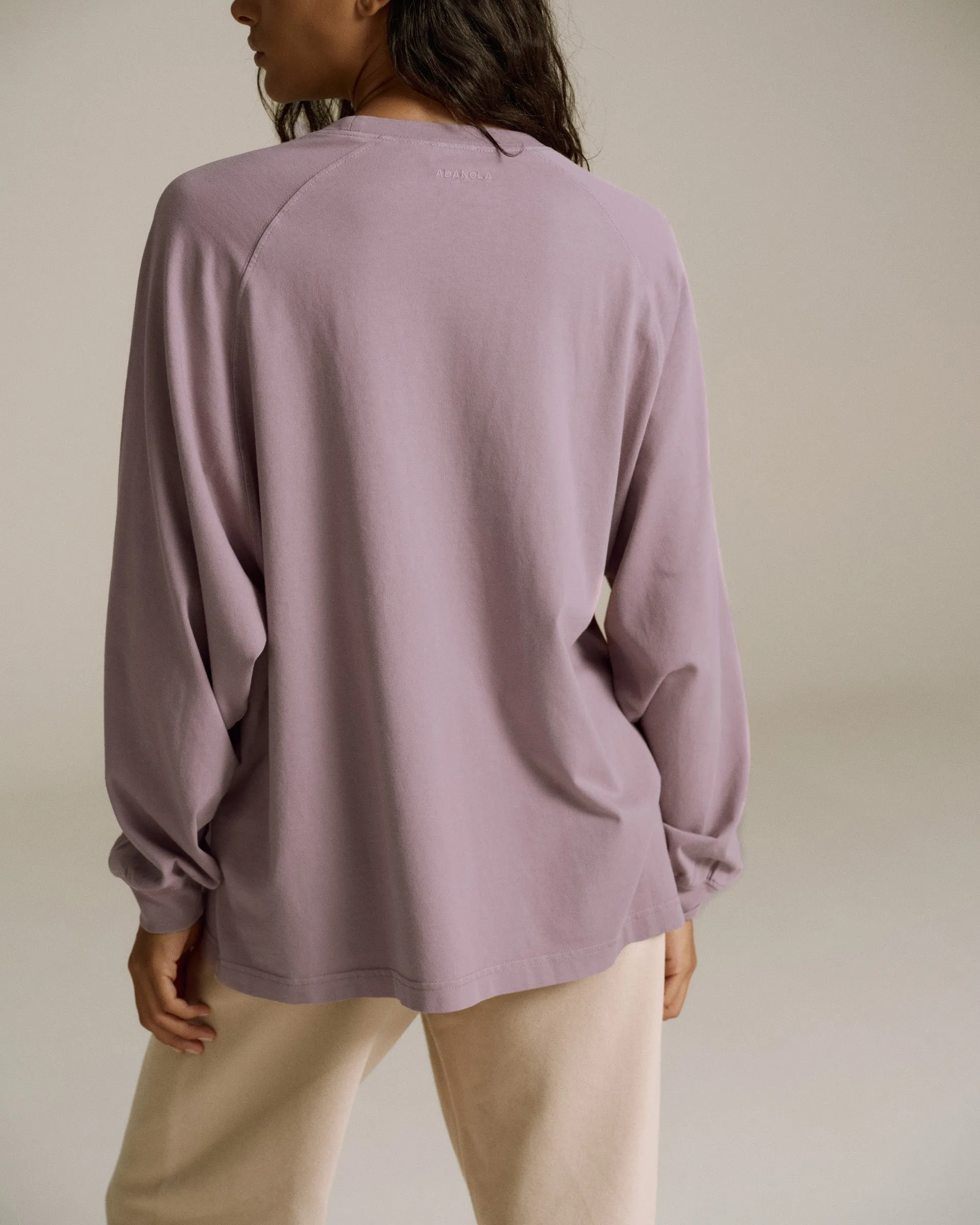Washed Long Sleeve Oversized T-shirt - Dusk Purple Chic Outfit