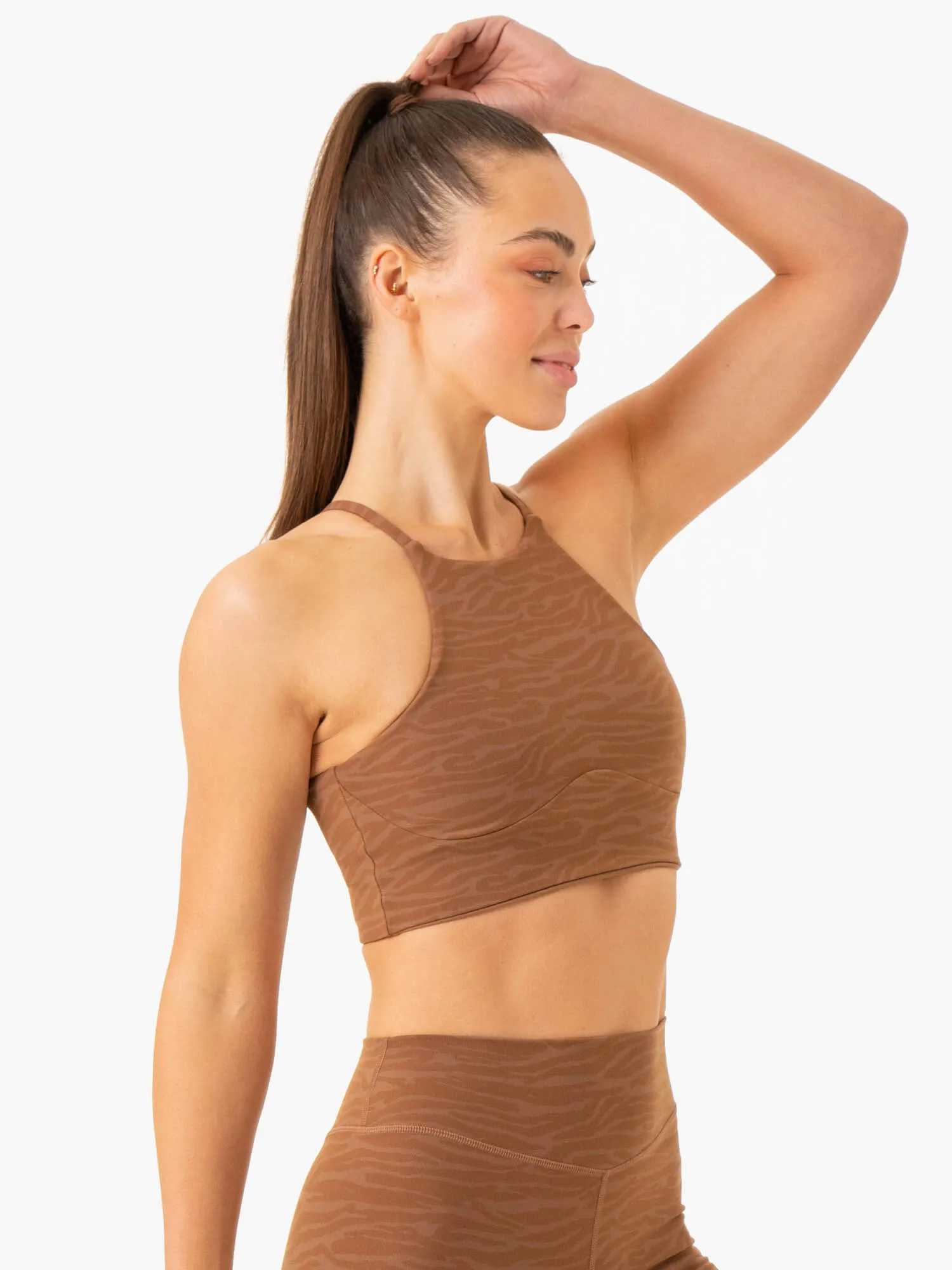 Transform Reversible Sports Crop - Chocolate Zebra DoubleLayered Collar