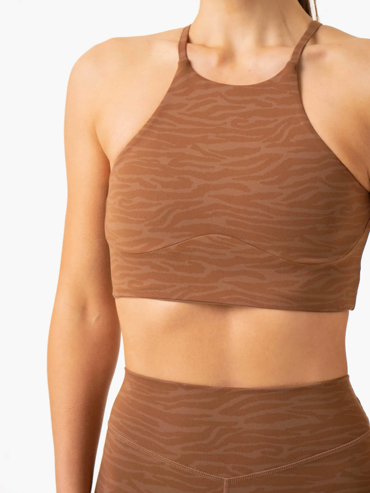 Soft Touch Transform Reversible Sports Crop - Chocolate Zebra