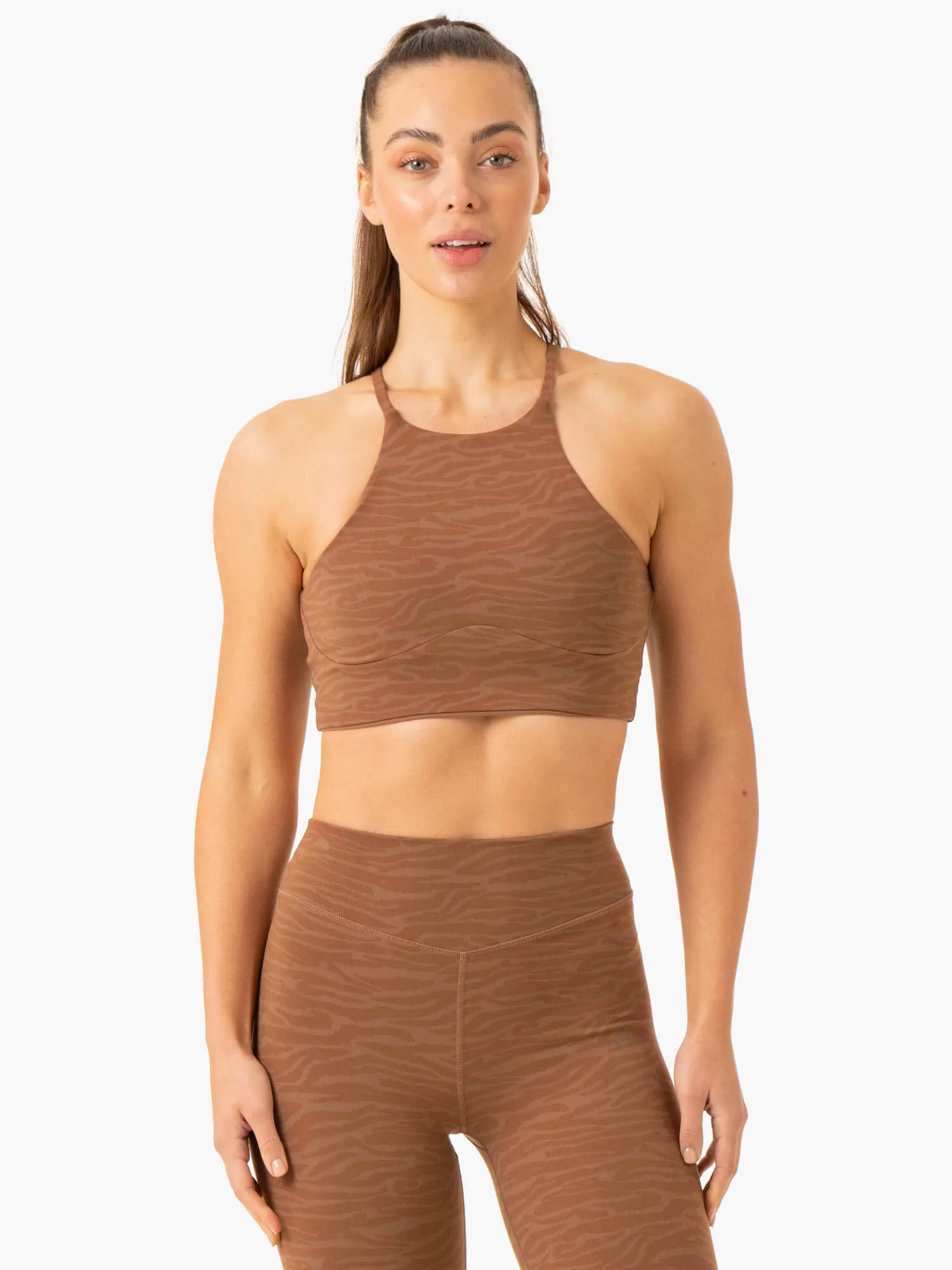 Transform Reversible Sports Crop - Chocolate Zebra Modular Pocket Layout Friction Resistant Shoulder