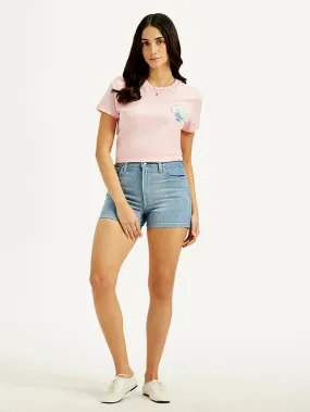 Comfort Layer Wear light feel Women's Mid Rise Blue?Slim Fit Shorts