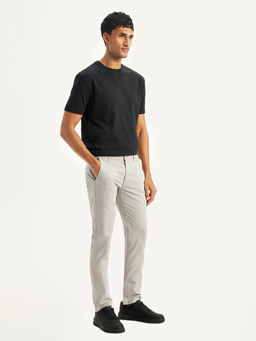 Sporty Comfort Wear Men's Light Grey Slim Fit Chinos
