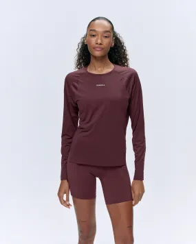 Lightweight Running Long Sleeve T-Shirt - Burgundy spandex blend