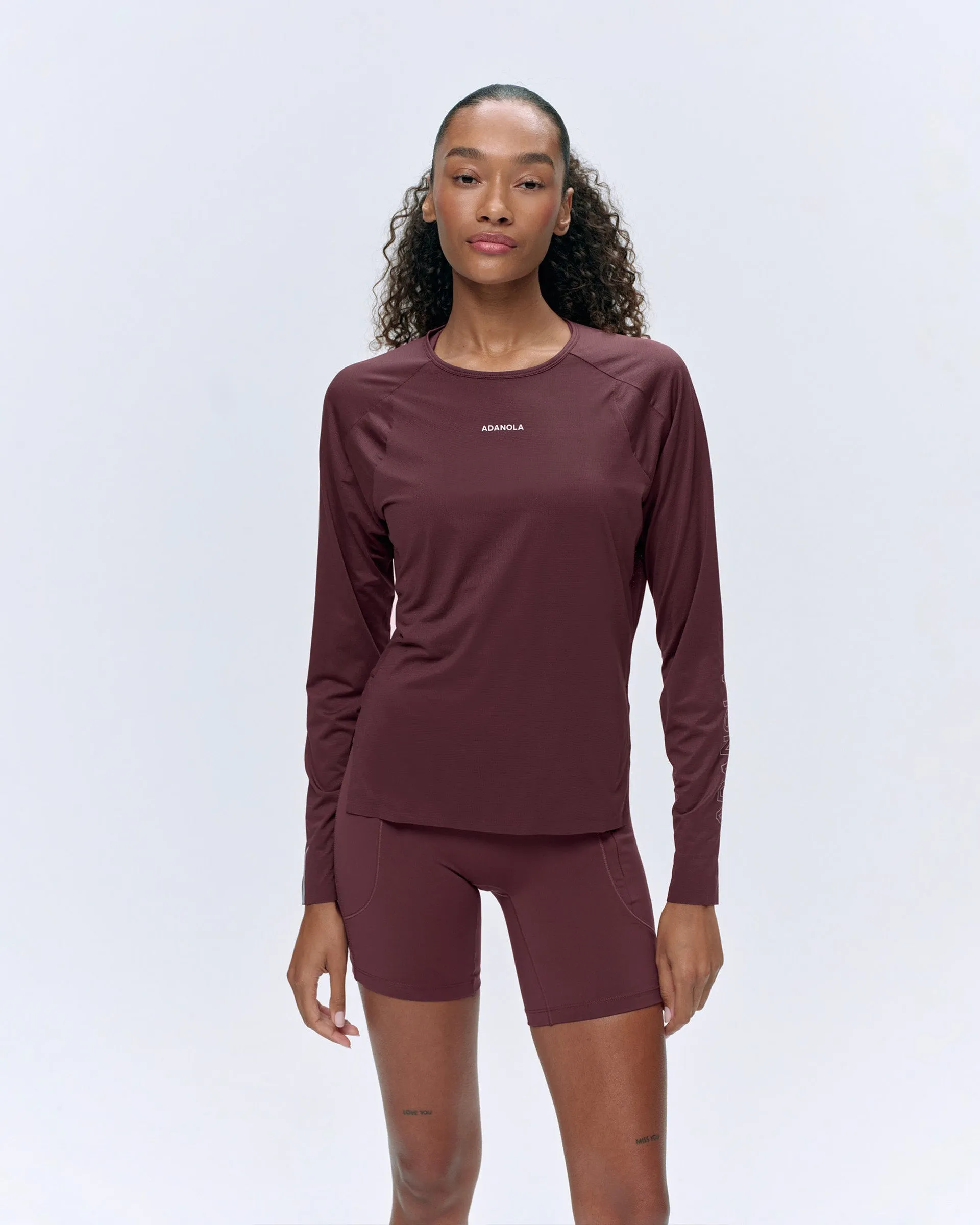 Lightweight Running Long Sleeve T-Shirt - Burgundy spandex blend
