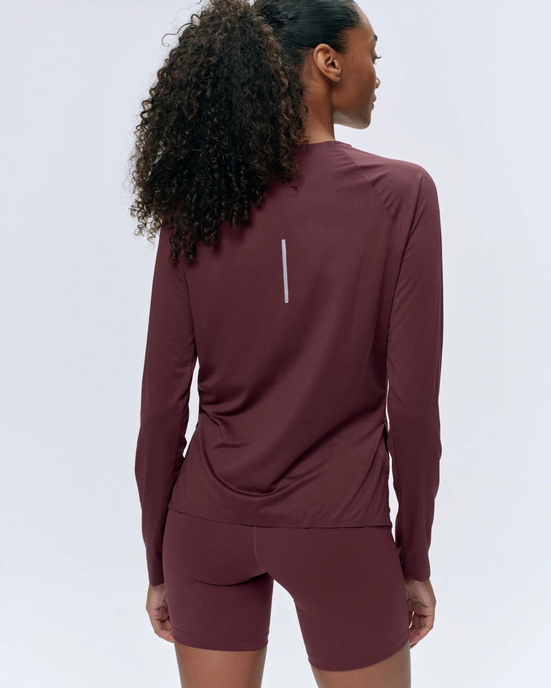 Breezy Comfort Lightweight Running Long Sleeve T-Shirt - Burgundy