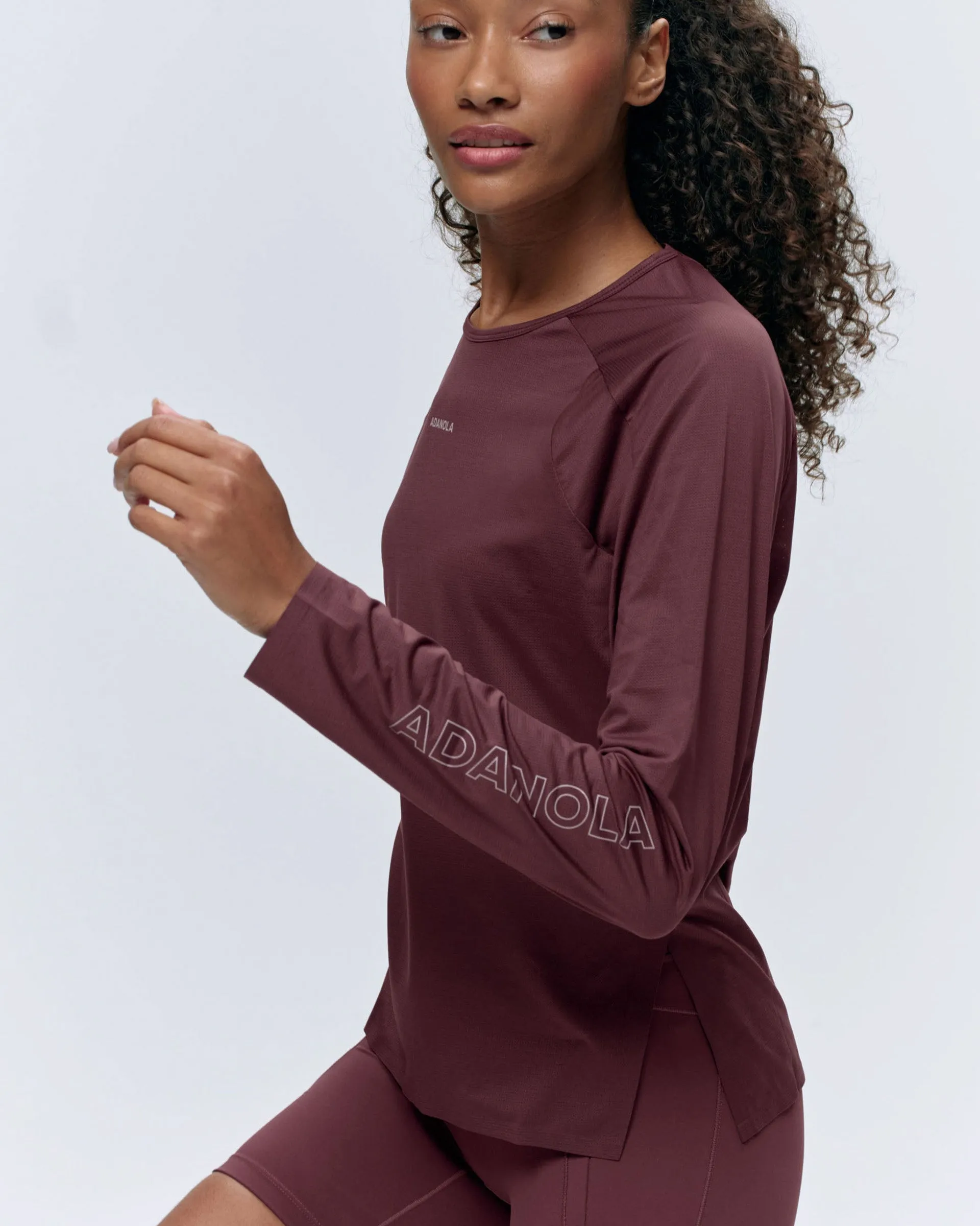 Comfortable Layering Elderly Comfort Lightweight Running Long Sleeve T-Shirt - Burgundy