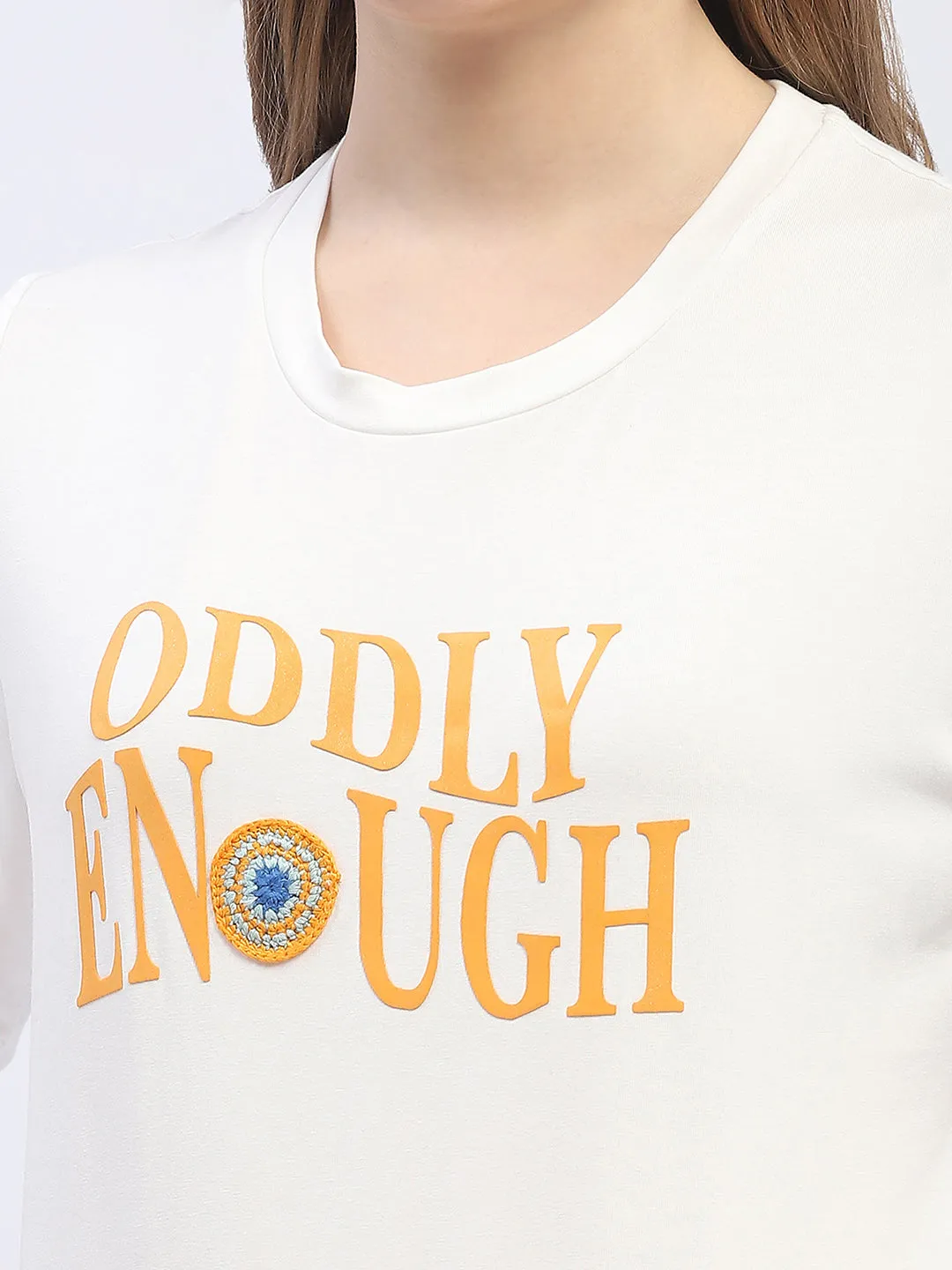 Madame Typography White Regular T-Shirt Regular Fit