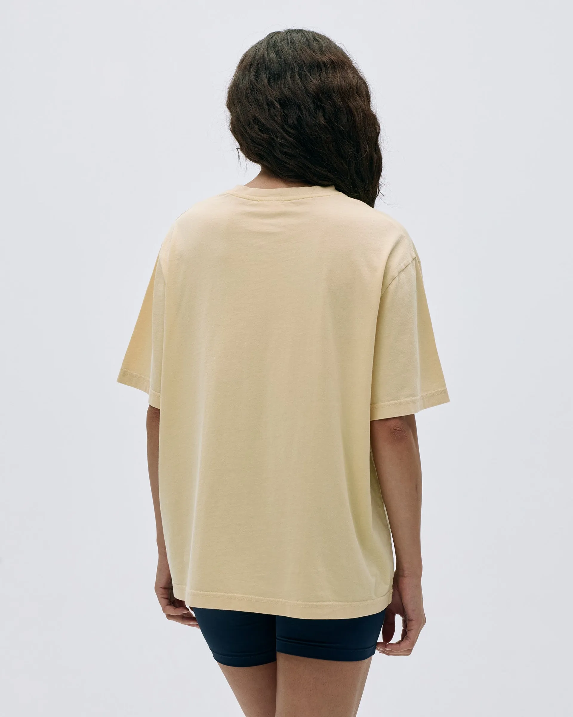 Campus Vintage Wash Lightweight T-shirt - Butter Yellow Printed design