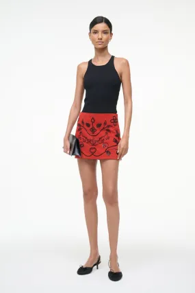 Modern Design High Street Chic CREST SUEDE SKIRT | CAYENNE BEADED